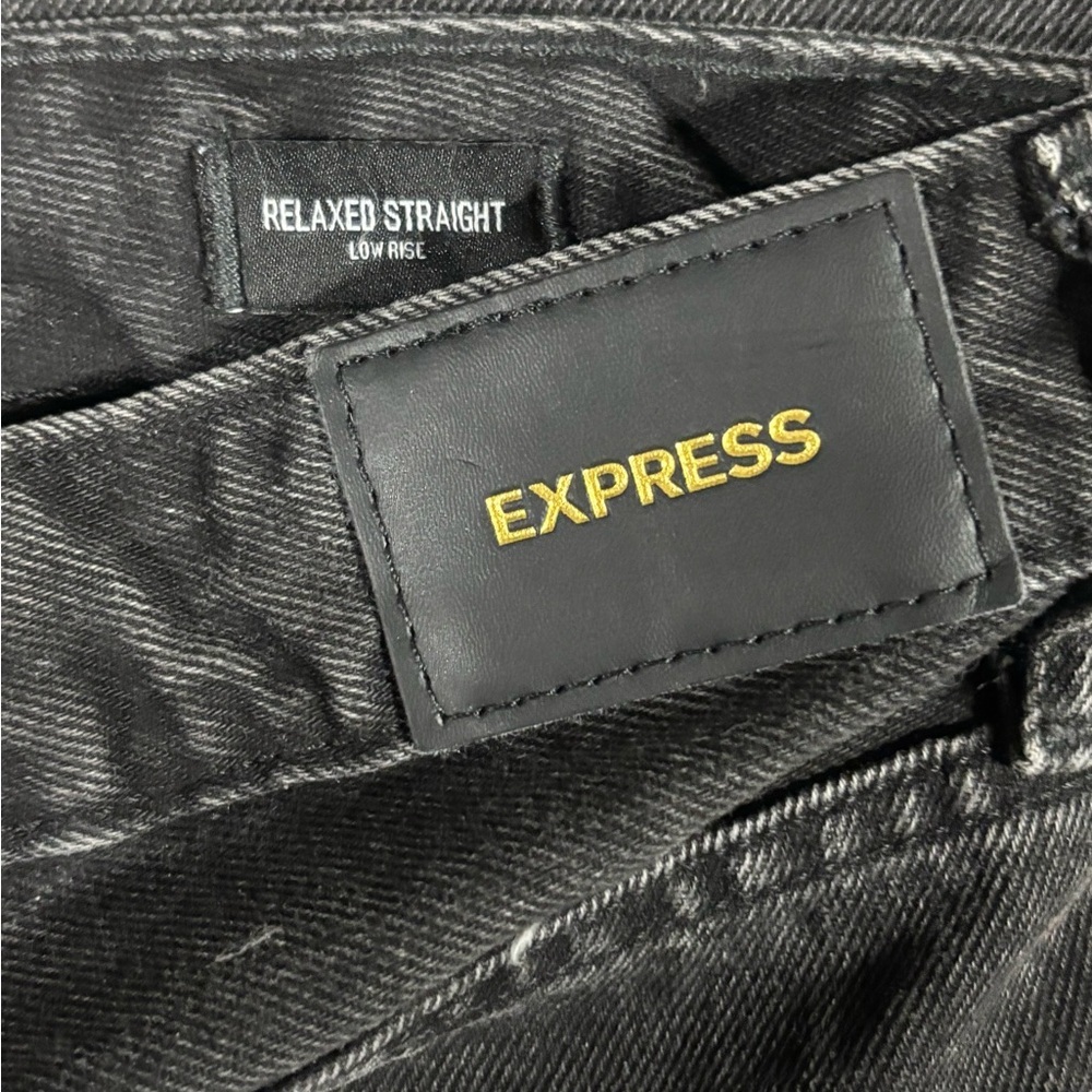 Express Black Jeans Relaxed Straight Low Rise Denim Pants 14R - Picture 6 of 12